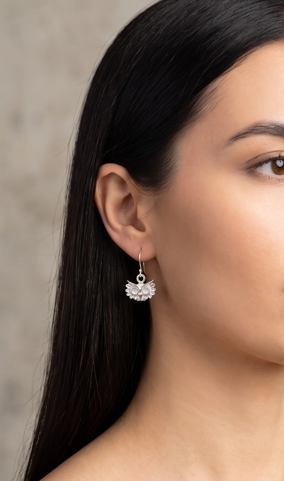 Sterling Silver Owl Dangle Earrings