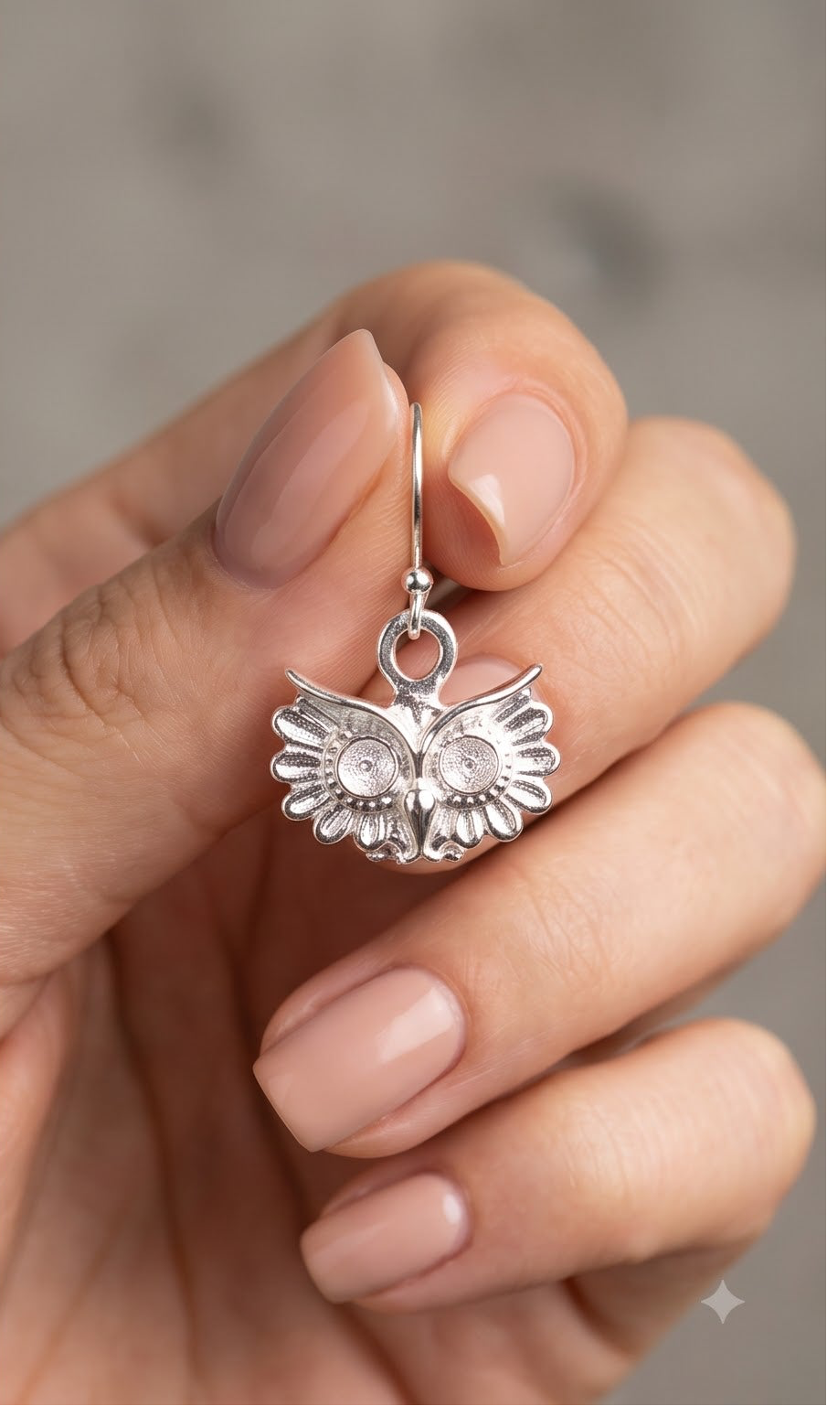 Sterling Silver Owl Dangle Earrings