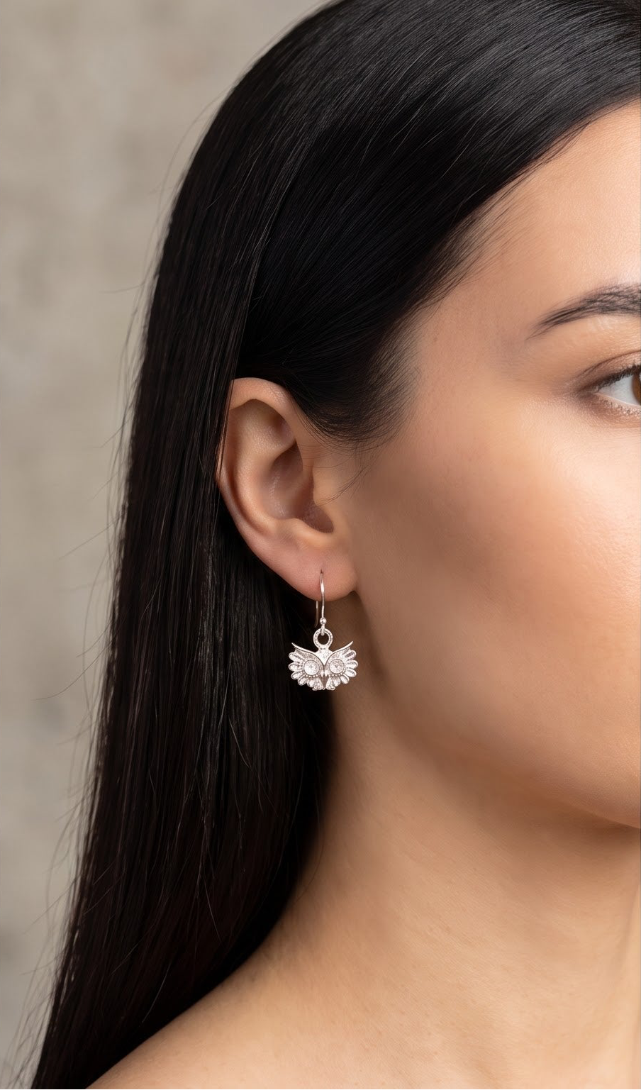 Sterling Silver Owl Dangle Earrings