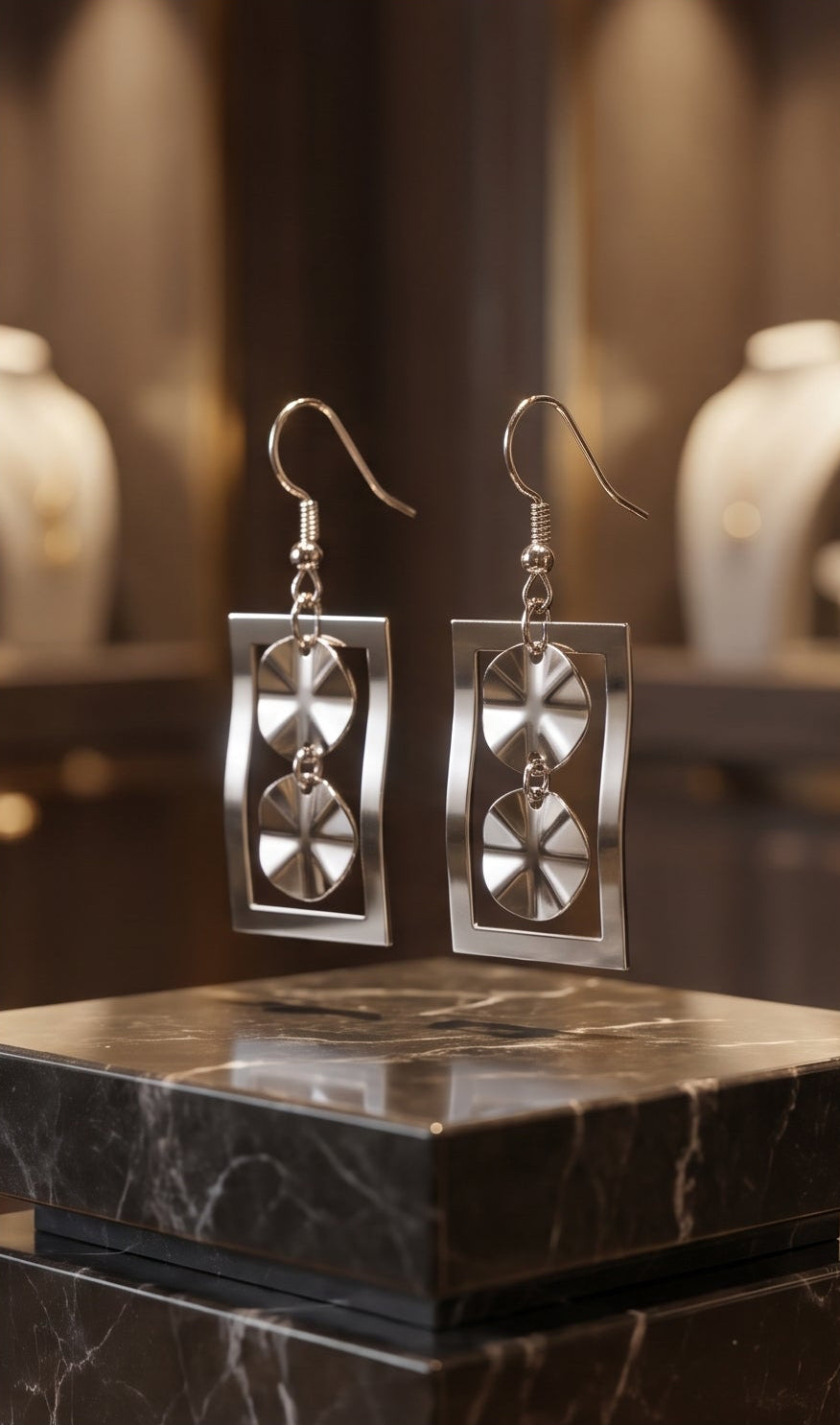 925 Sterling Silver Geometric Rectangle Drop Earrings – Modern Minimalist Everyday Wear