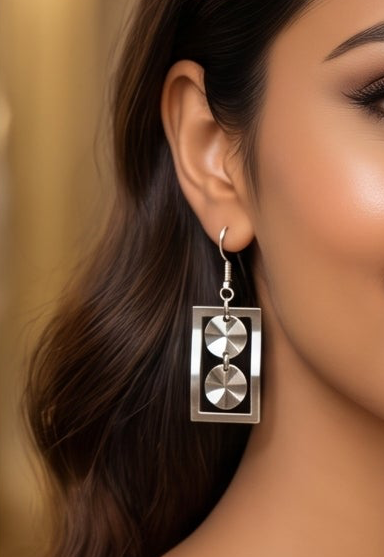 925 Sterling Silver Geometric Rectangle Drop Earrings – Modern Minimalist Everyday Wear