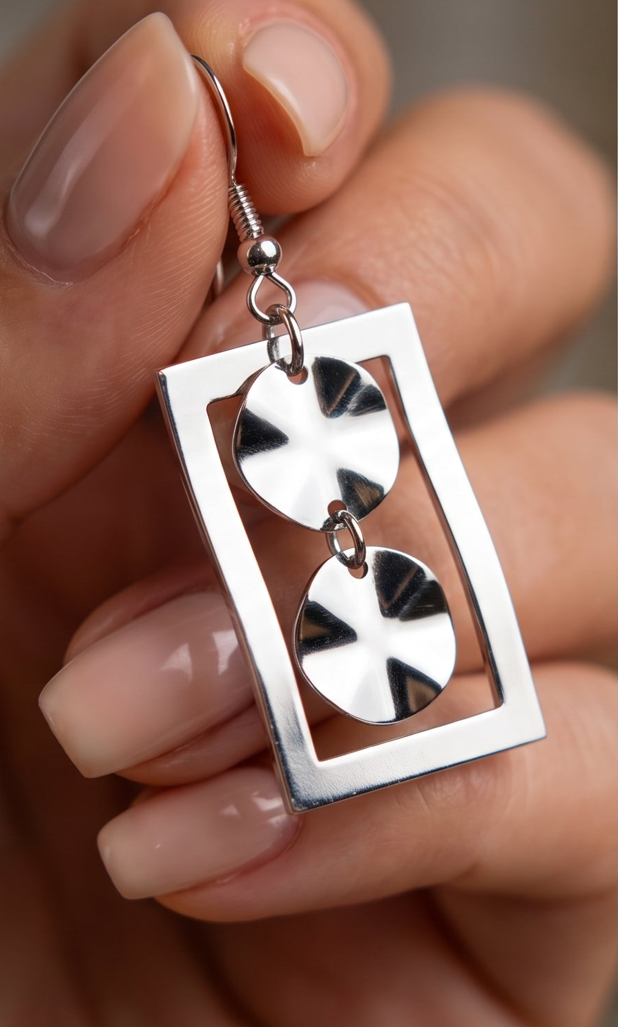 925 Sterling Silver Geometric Rectangle Drop Earrings – Modern Minimalist Everyday Wear