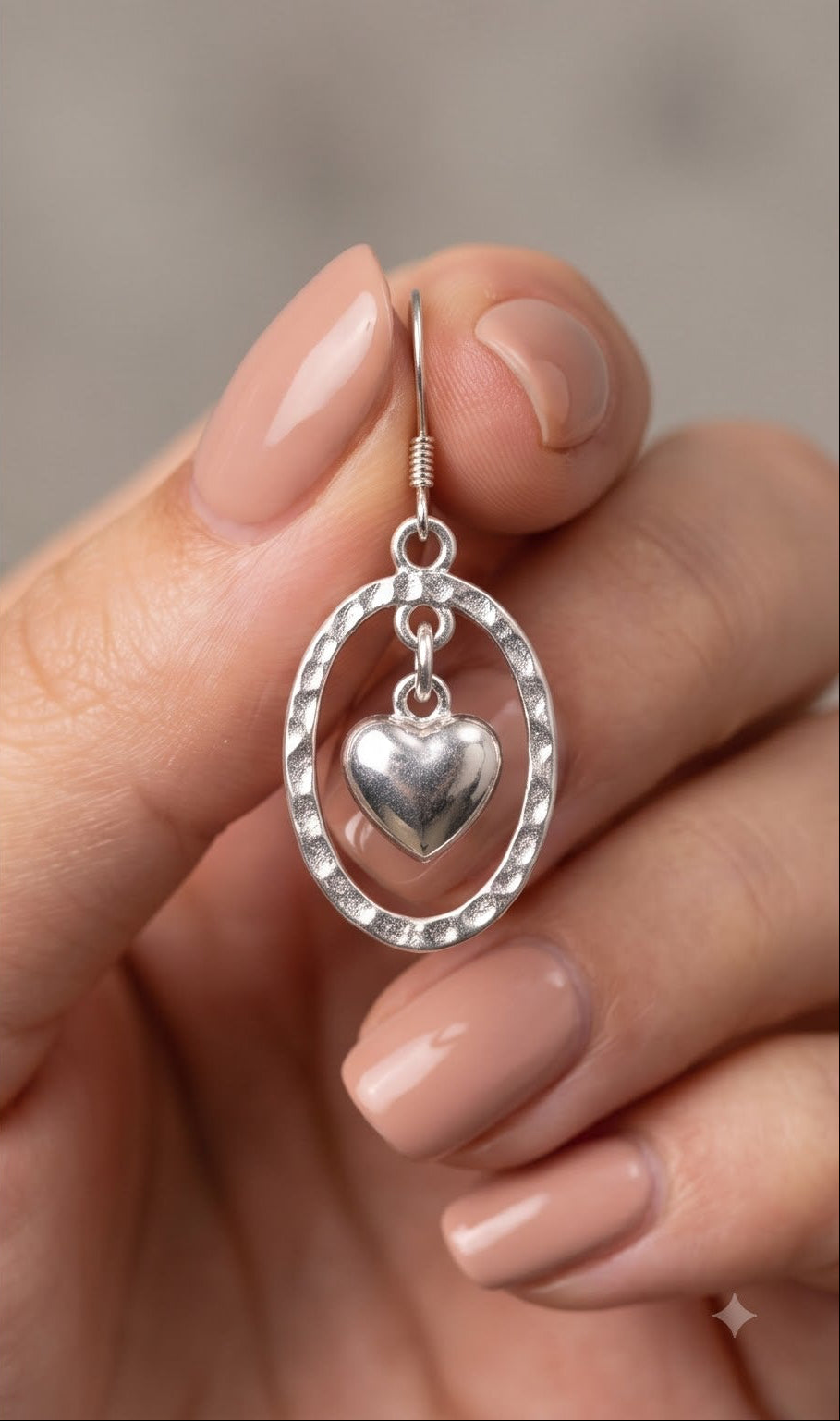 Handmade Silver Heart Dangle Earrings