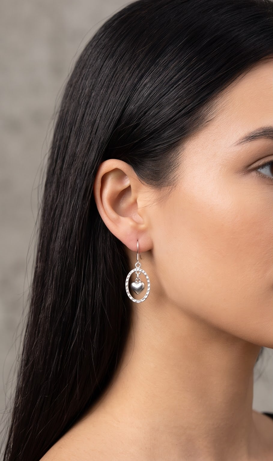 Handmade Silver Heart Dangle Earrings