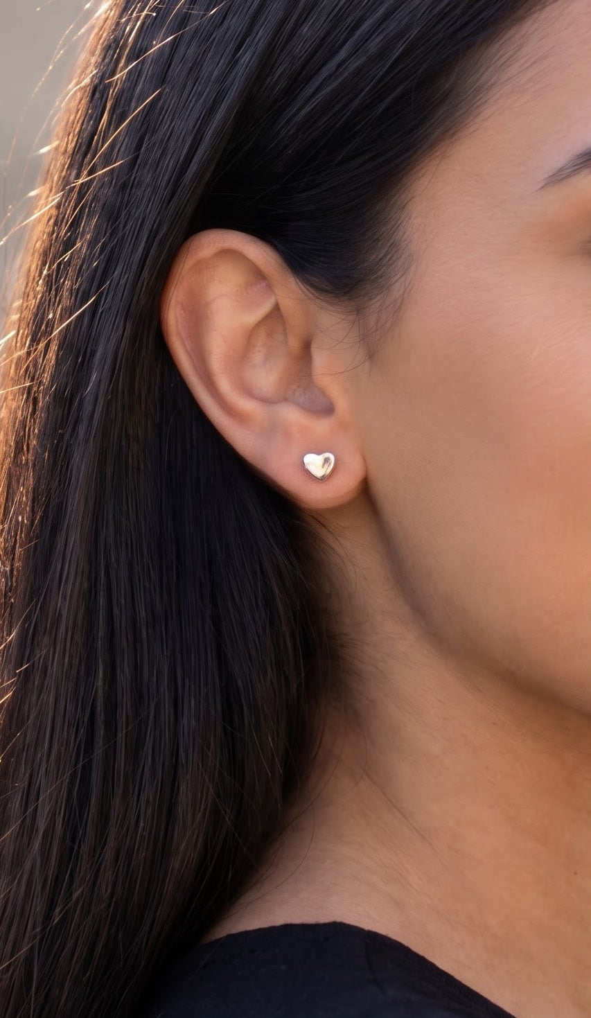 925 Sterling Silver Heart Stud Earrings – Minimalist Dainty Love Design