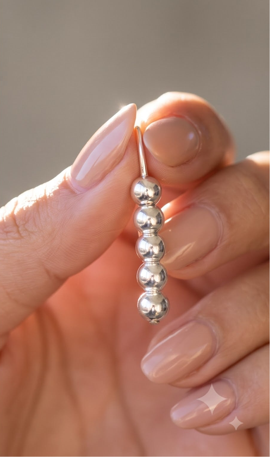 925 Sterling Silver Beaded Threader Earrings, Ball Drop Earrings, Minimalist Silver Earrings, Modern Dangle Earrings, Gift for Her