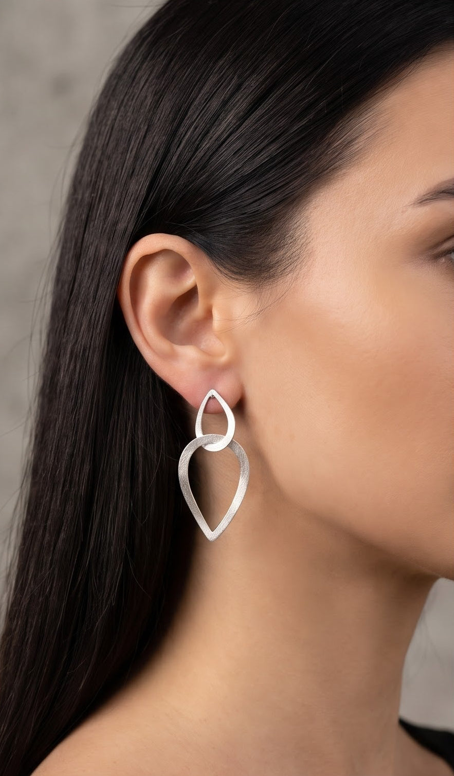 Sterling Silver Geometric Teardrop Earrings, Modern Minimalist Dangle Jewelry