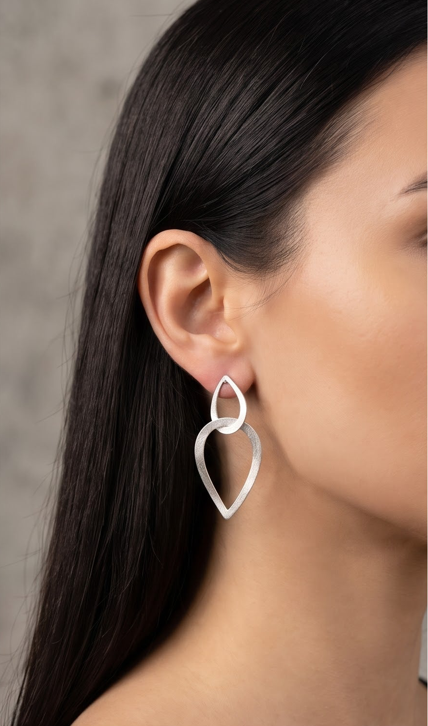 Sterling Silver Geometric Teardrop Earrings, Modern Minimalist Dangle Jewelry