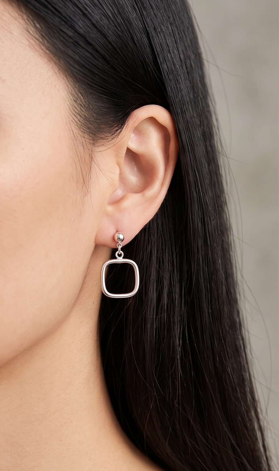 925 Sterling Silver Square Drop Earrings, Geometric Dangle Earrings, Minimalist Square Earrings, Modern Silver Jewelry,Everyday Gift for Her