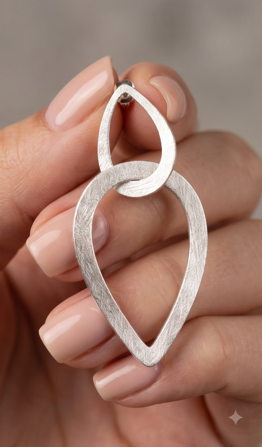 Sterling Silver Geometric Teardrop Earrings, Modern Minimalist Dangle Jewelry