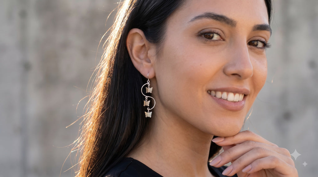 Sterling Silver Butterfly Dangle Earrings – Minimalist Boho Jewelry