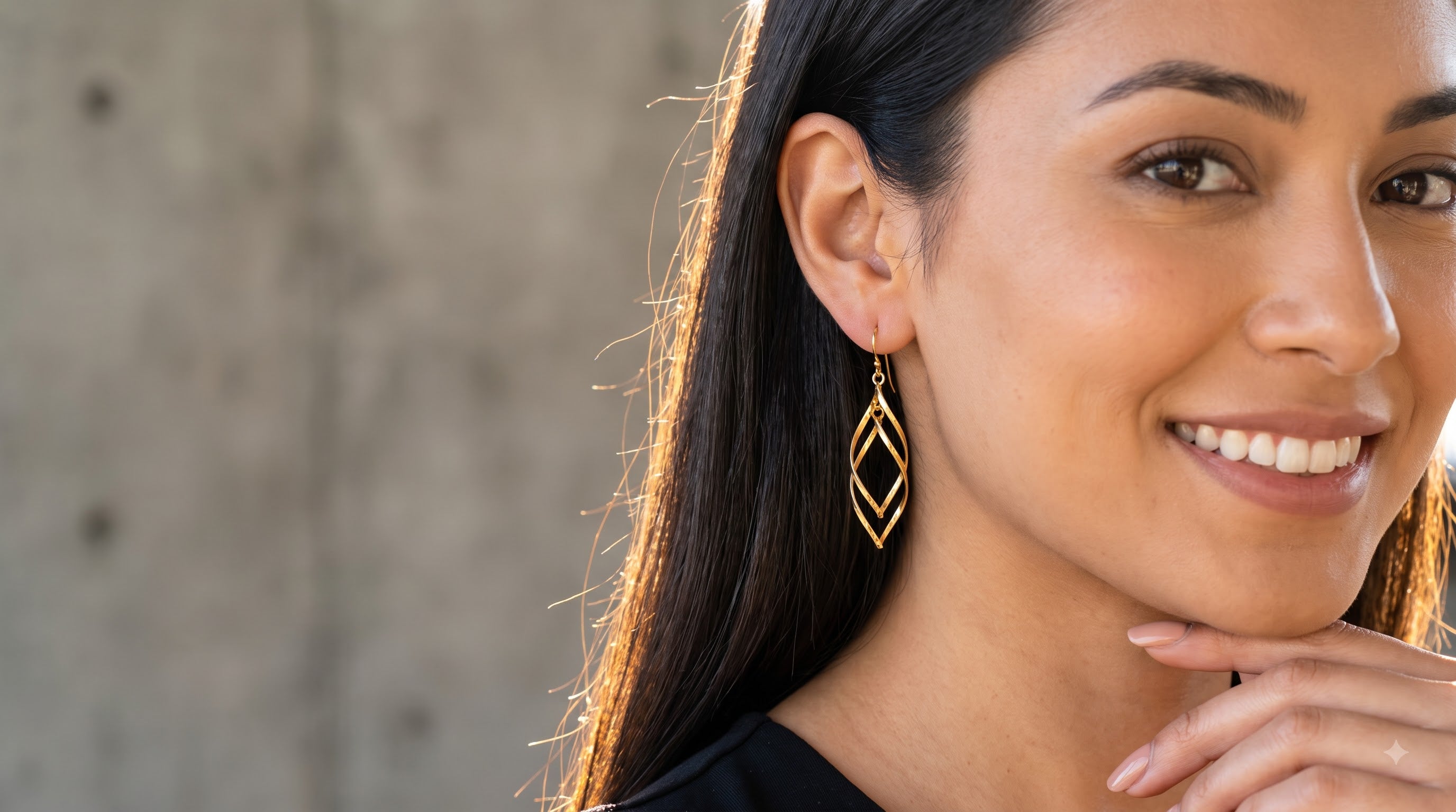 Sterling Silver Gold Plated Twist Drop Earrings, Geometric Dangle Jewelry