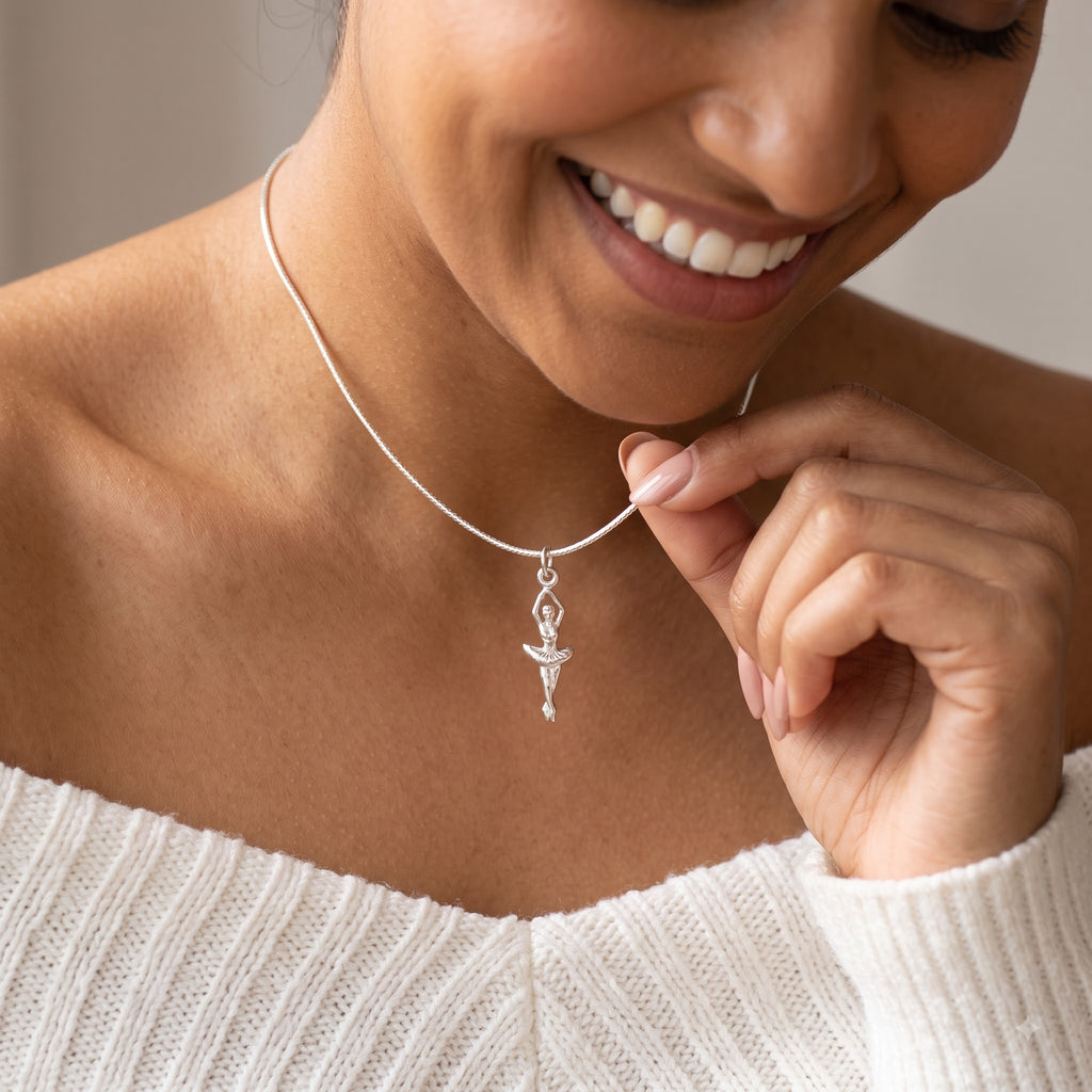 925 Sterling Silver Ballerina Pendant Necklace | Dancer Jewelry Gift | Ballet Lover Necklace | Elegant Dance Pendant |Christmas Gift for Her