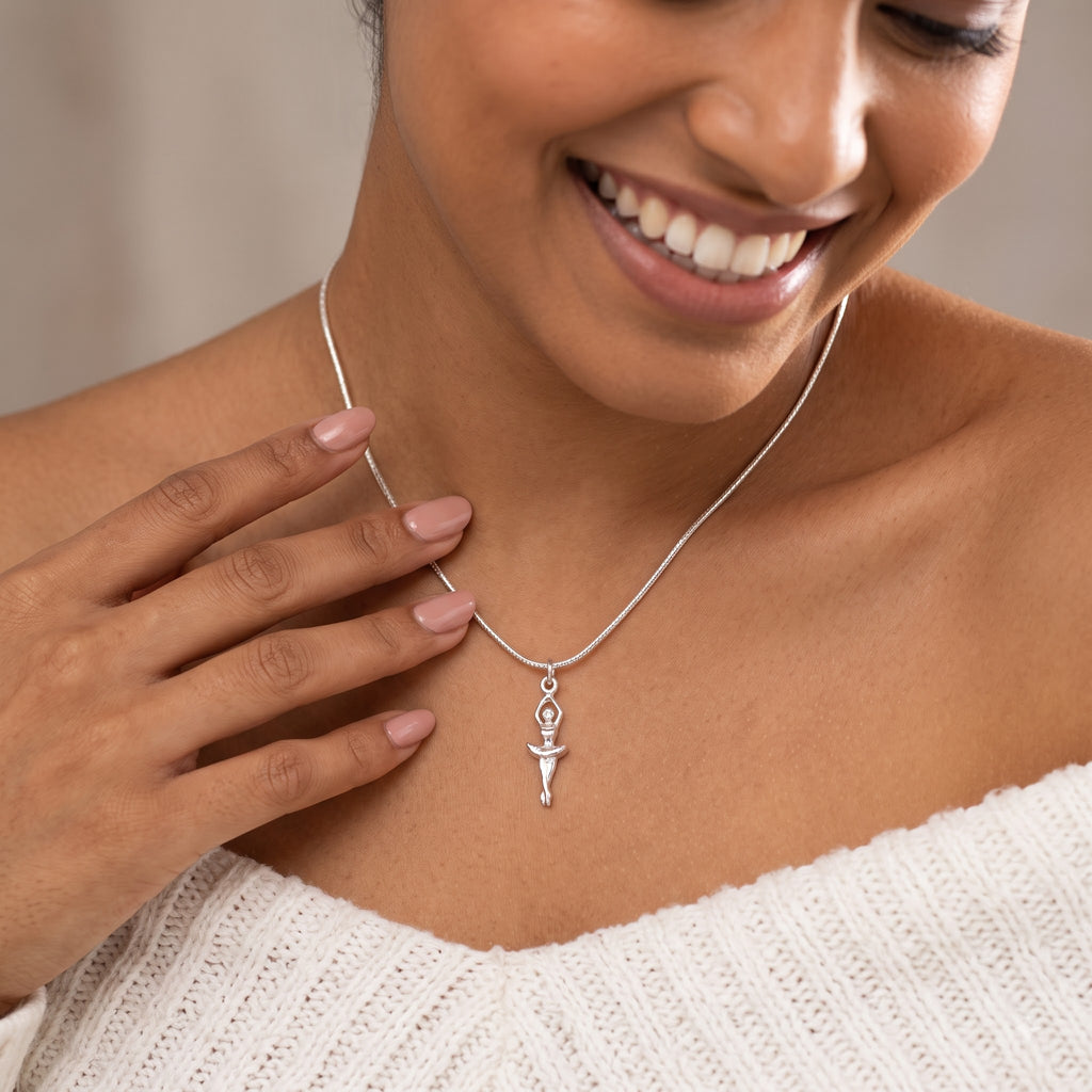 925 Sterling Silver Ballerina Pendant Necklace | Dancer Jewelry Gift | Ballet Lover Necklace | Elegant Dance Pendant |Christmas Gift for Her