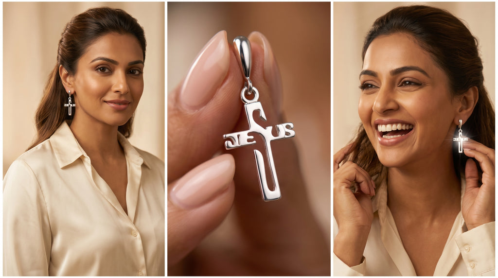 Sterling Silver Jesus Cross Dangle Earrings – Minimalist Faith Jewelry