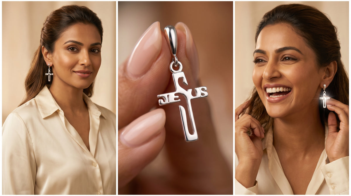 Sterling Silver Jesus Cross Dangle Earrings – Minimalist Faith Jewelry