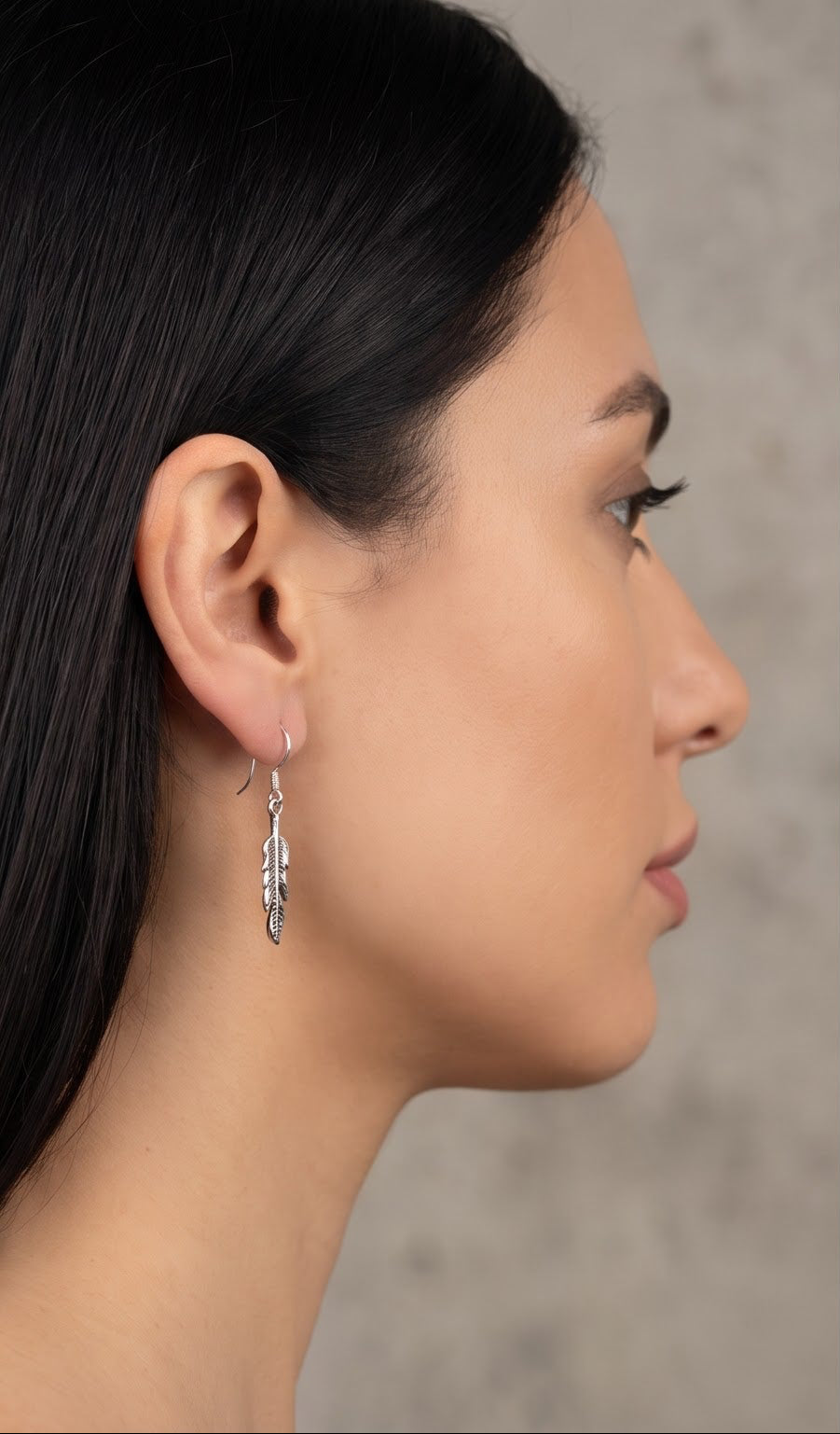 Sterling Silver Feather Dangle Earrings, Boho Minimalist Drop Jewelry