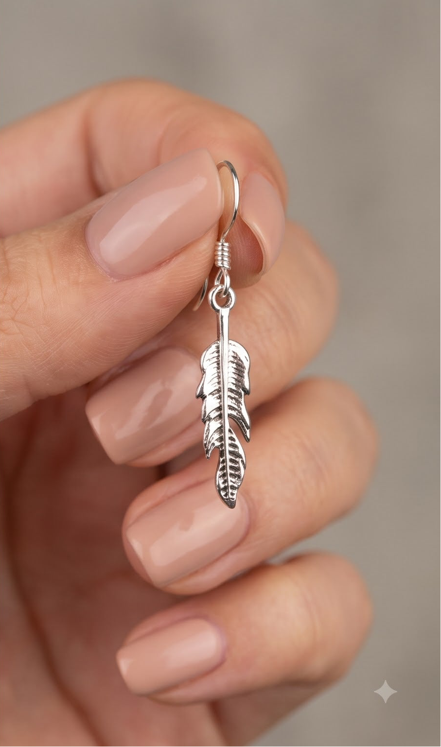 Sterling Silver Feather Dangle Earrings, Boho Minimalist Drop Jewelry