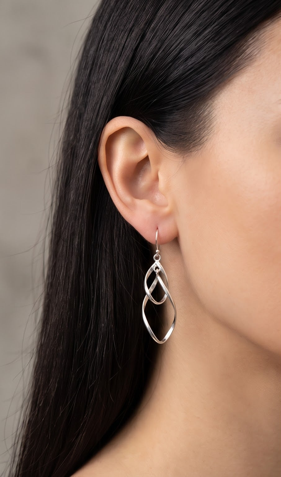 Handmade Silver Twist Dangle Earrings