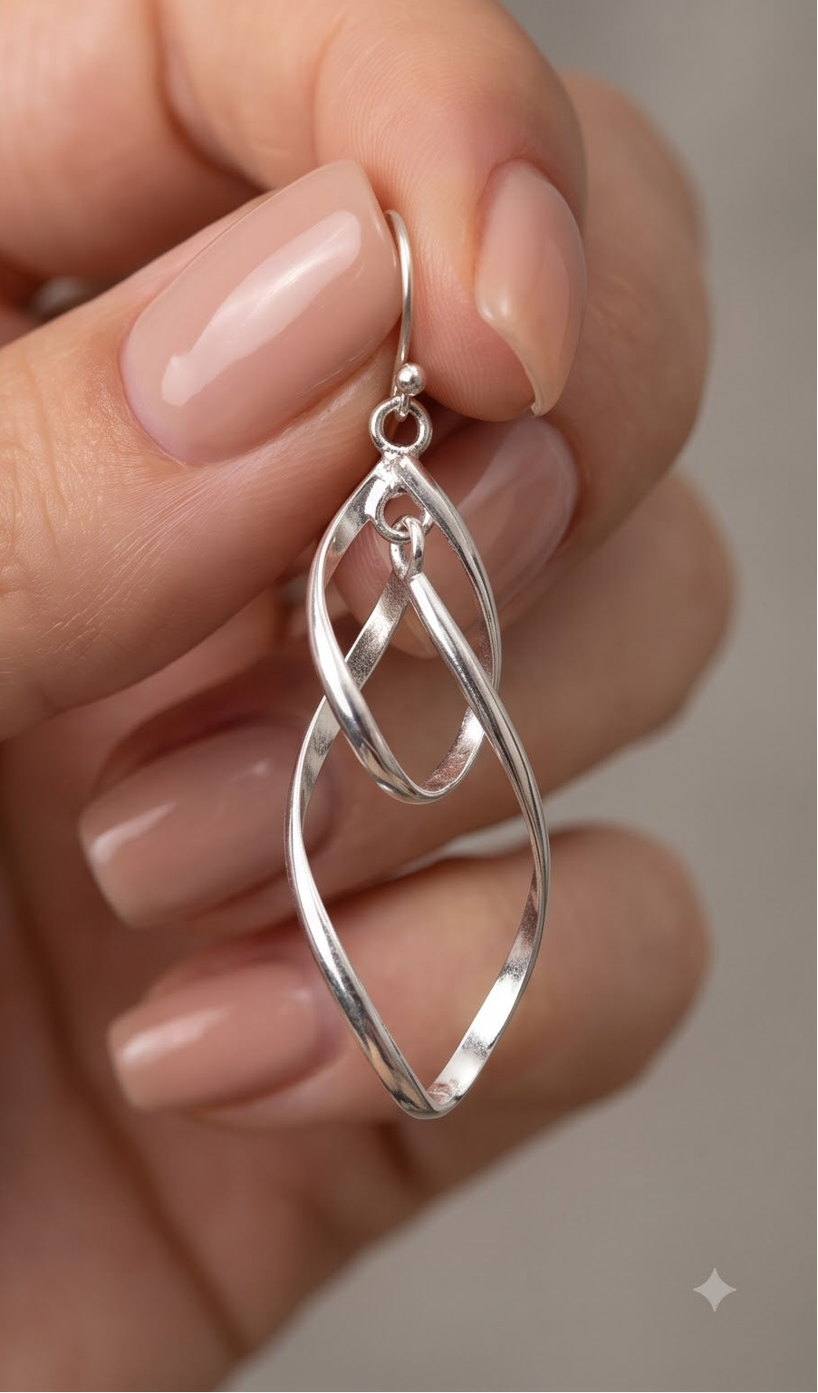 Handmade Silver Twist Dangle Earrings