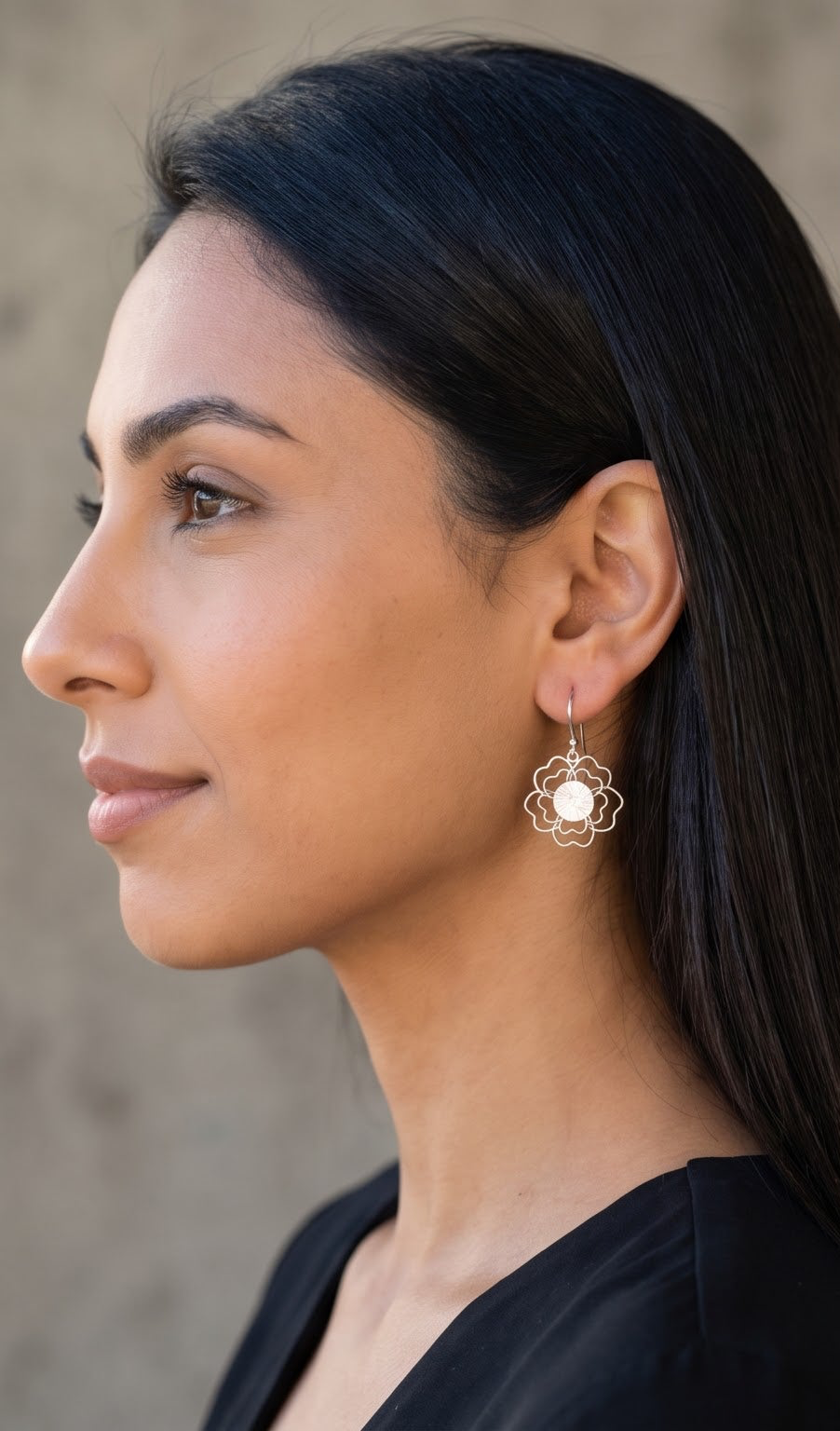 925 Sterling Silver Flower Earrings, Floral Dangle Earrings, Botanical Silver Jewelry, Lightweight Statement Earrings, Gift for Her