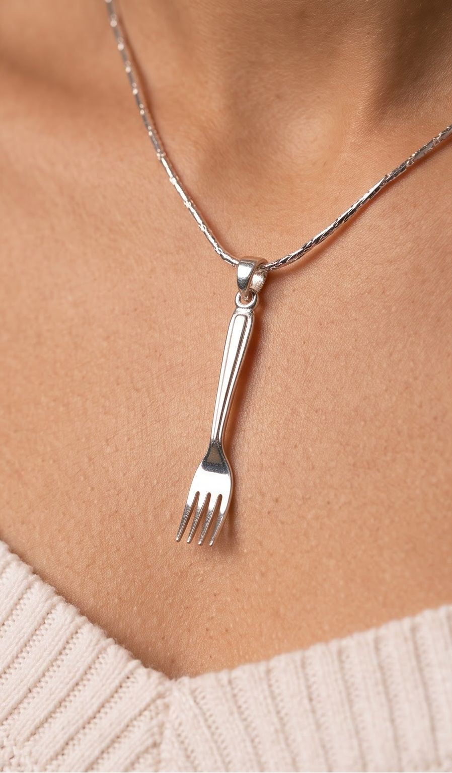Sterling Silver Fork Jewelry Set | Quirky Dangle Earrings & Pendant
