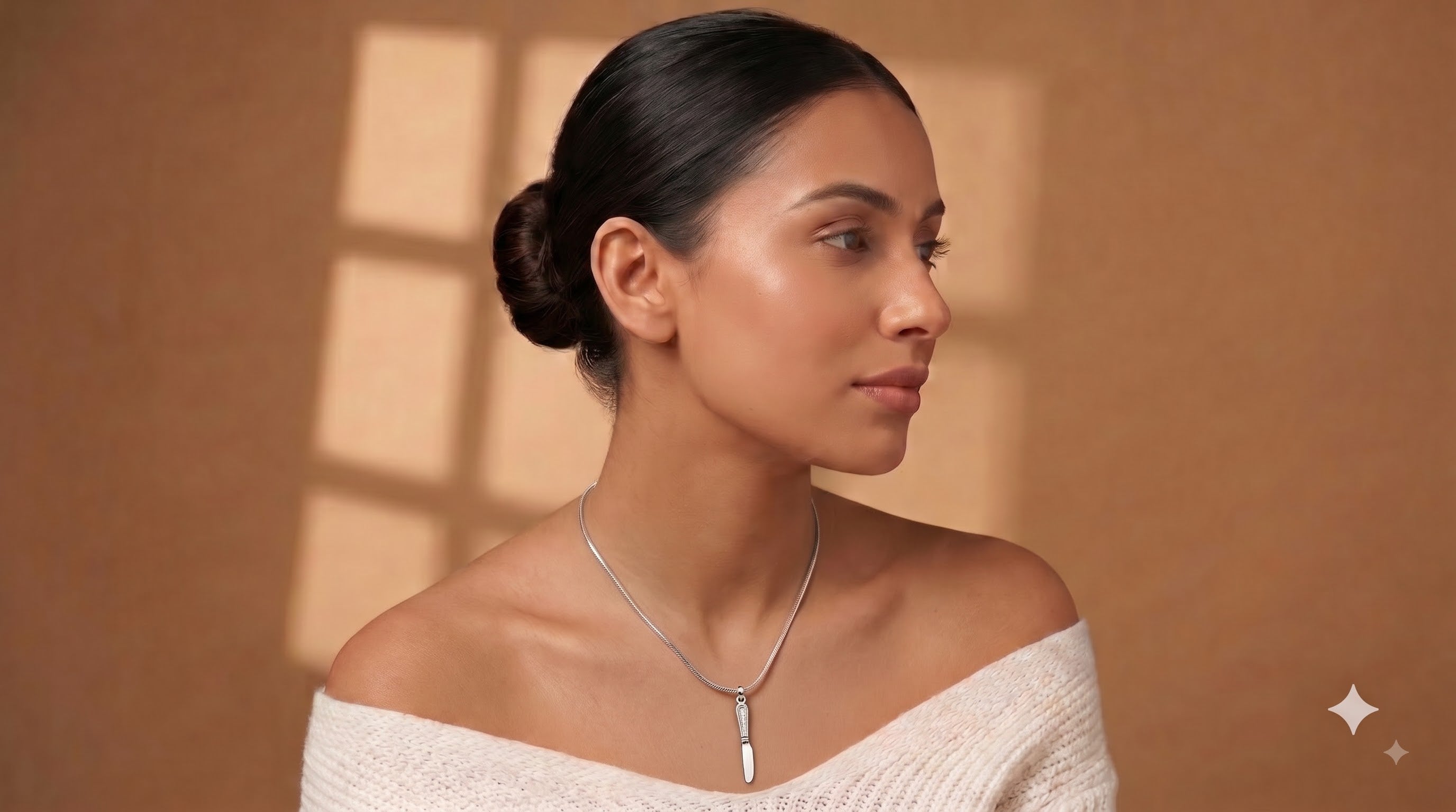 Knife Pendant Necklace & Dangle Earrings Set | Minimalist Silver Jewelry