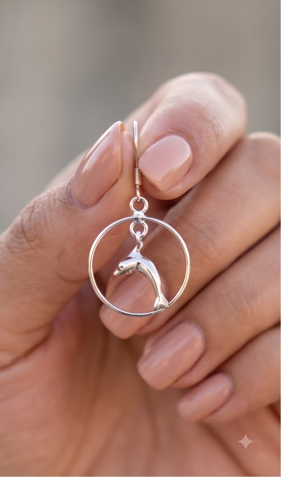 Handmade Silver Dolphin Earrings, Sterling Silver Dangle Earrings, Ocean Lover Gift for Her, Nautical Jewelry, Birthday Gift