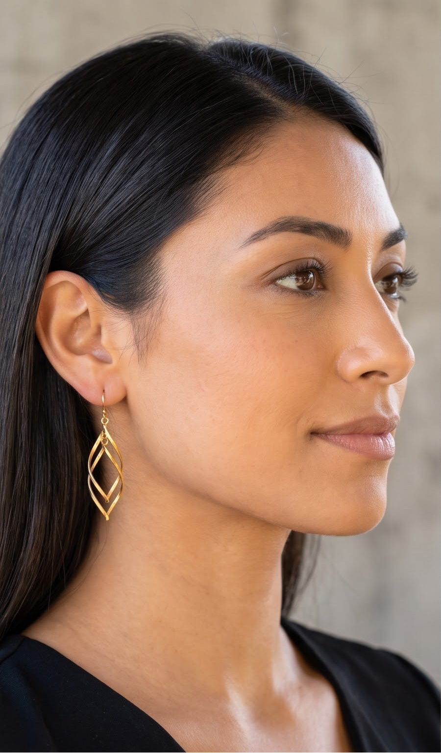 Sterling Silver Gold Plated Twist Drop Earrings, Geometric Dangle Jewelry