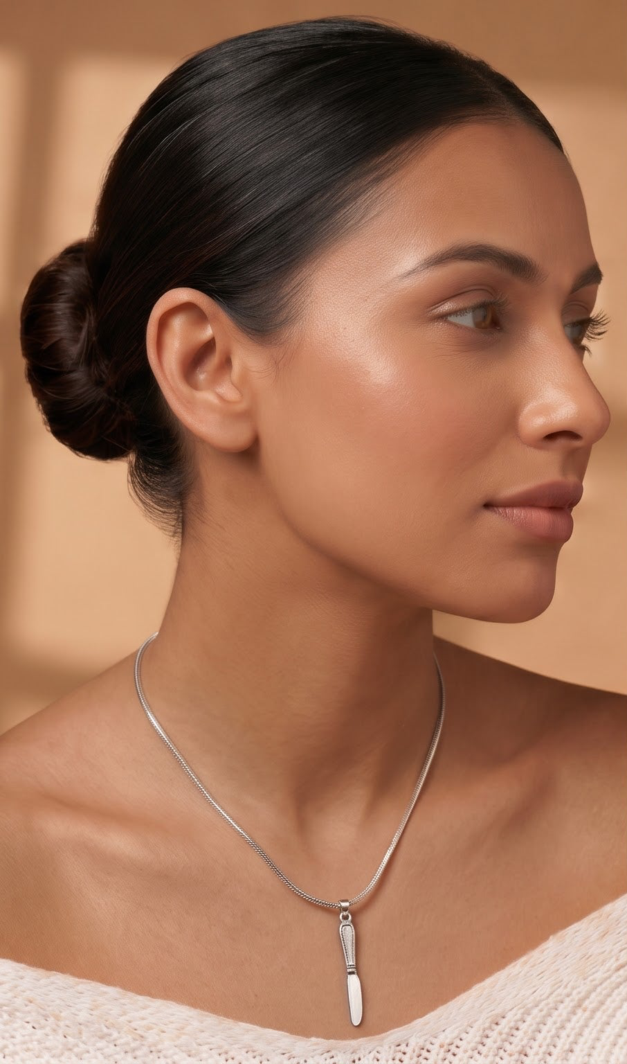 Knife Pendant Necklace & Dangle Earrings Set | Minimalist Silver Jewelry