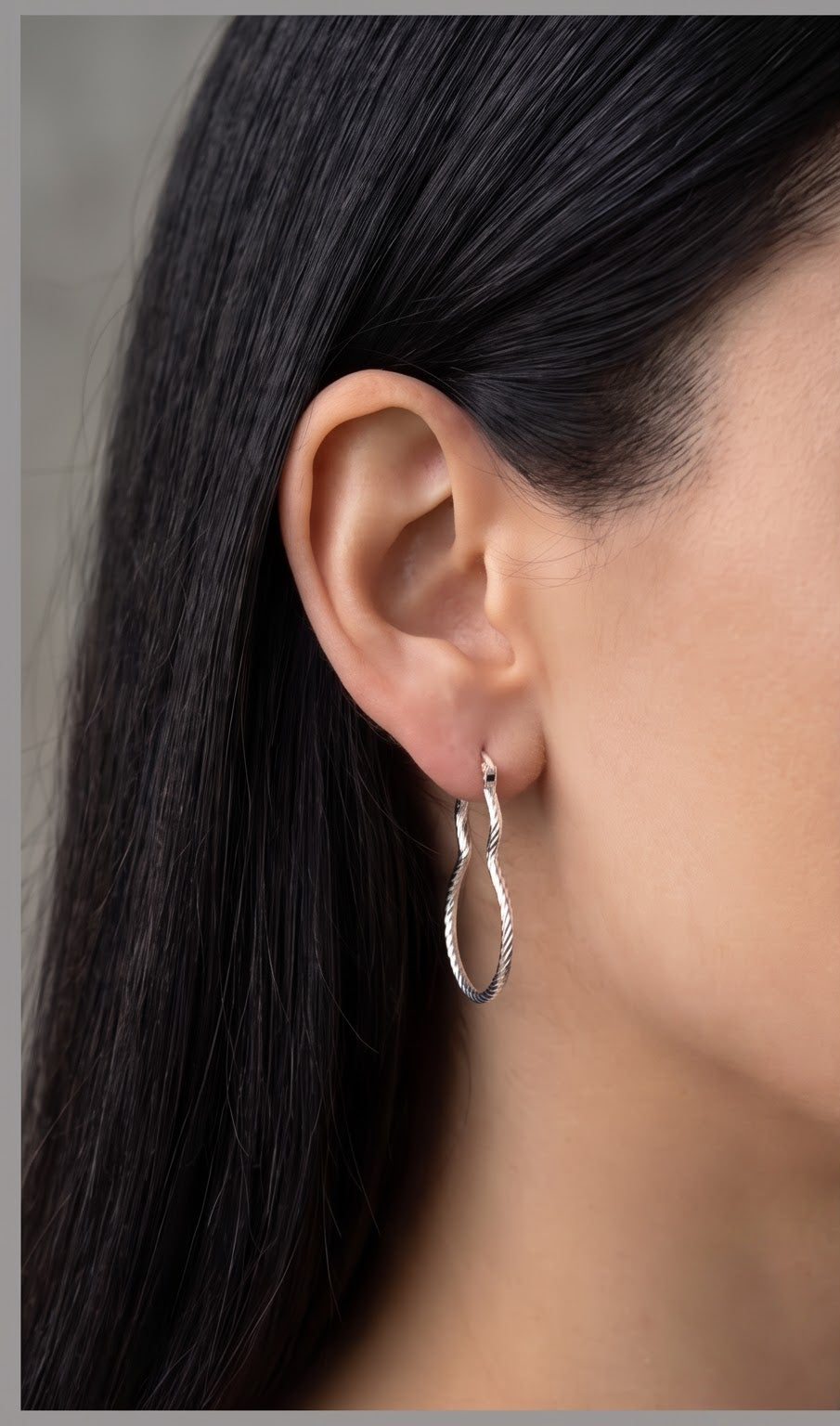 925 Sterling Silver Teardrop Hoop Earrings, Twisted Silver Hoops, Minimalist Earrings, Everyday Jewelry Gift for Her