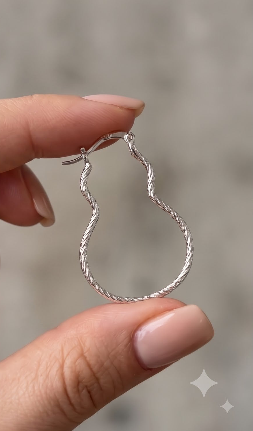 925 Sterling Silver Teardrop Hoop Earrings, Twisted Silver Hoops, Minimalist Earrings, Everyday Jewelry Gift for Her