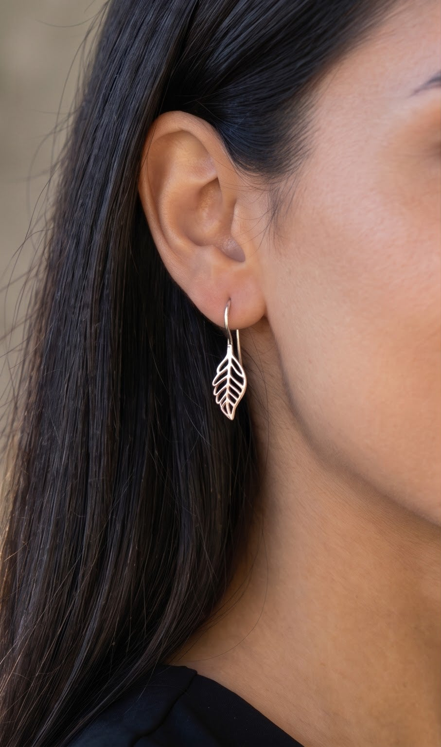 Handmade Silver Leaf Earrings, Sterling Silver Nature Earrings, Botanical Gift for Her, Minimalist Dangle Earrings, Birthday Gift