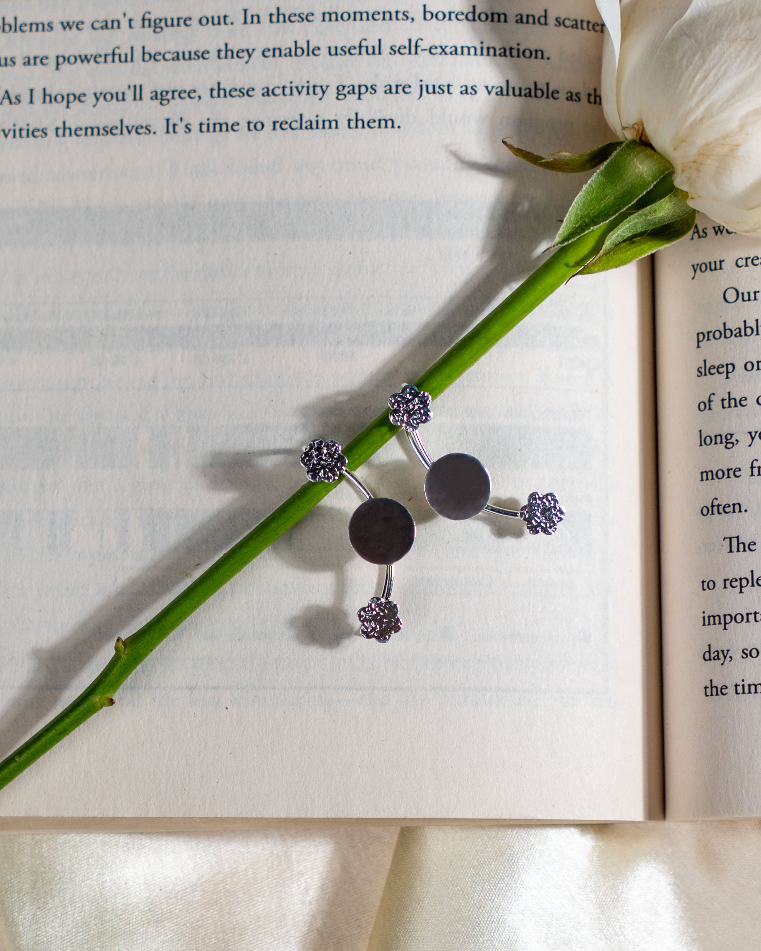 Floral Sterling Silver Ear Cuff | Adjustable Non Pierced Earring