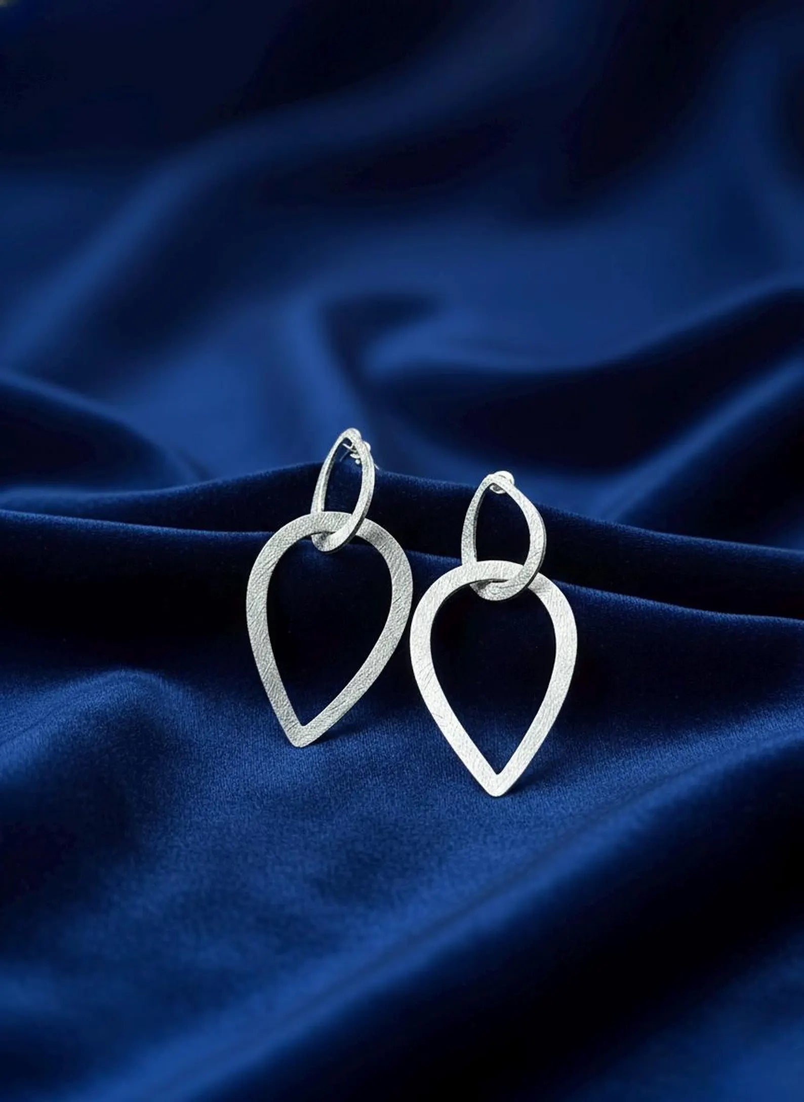 Brushed Silver Teardrop Dangle Earrings | Lightweight Holiday Jewelry