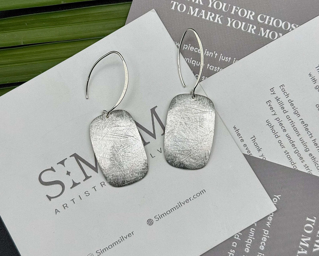 Handmade Silver Rectangle Earrings