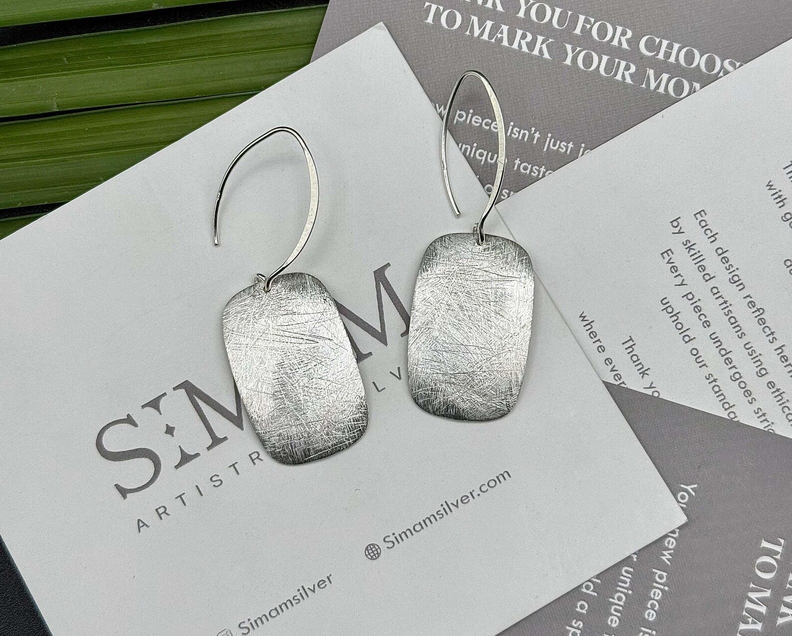 Handmade Silver Rectangle Earrings