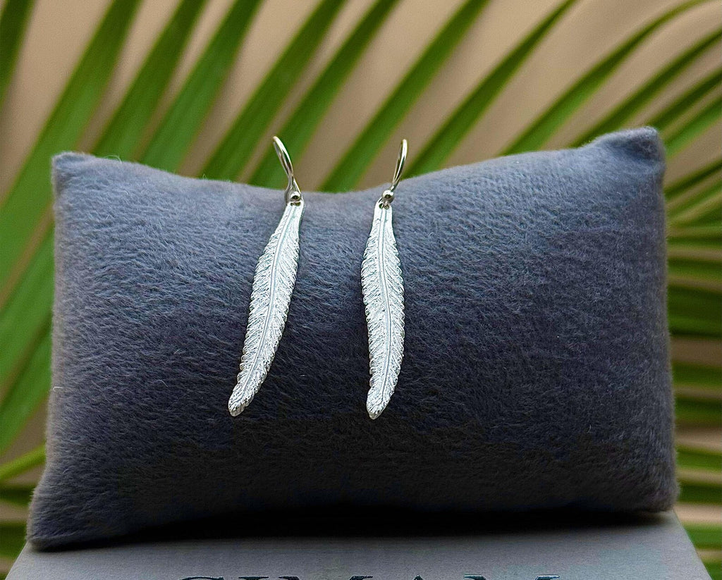 Handmade Silver Feather Earrings, Sterling Silver Dangle Earrings, Boho Gift for Her, Nature Inspired Jewelry, Birthday Gift