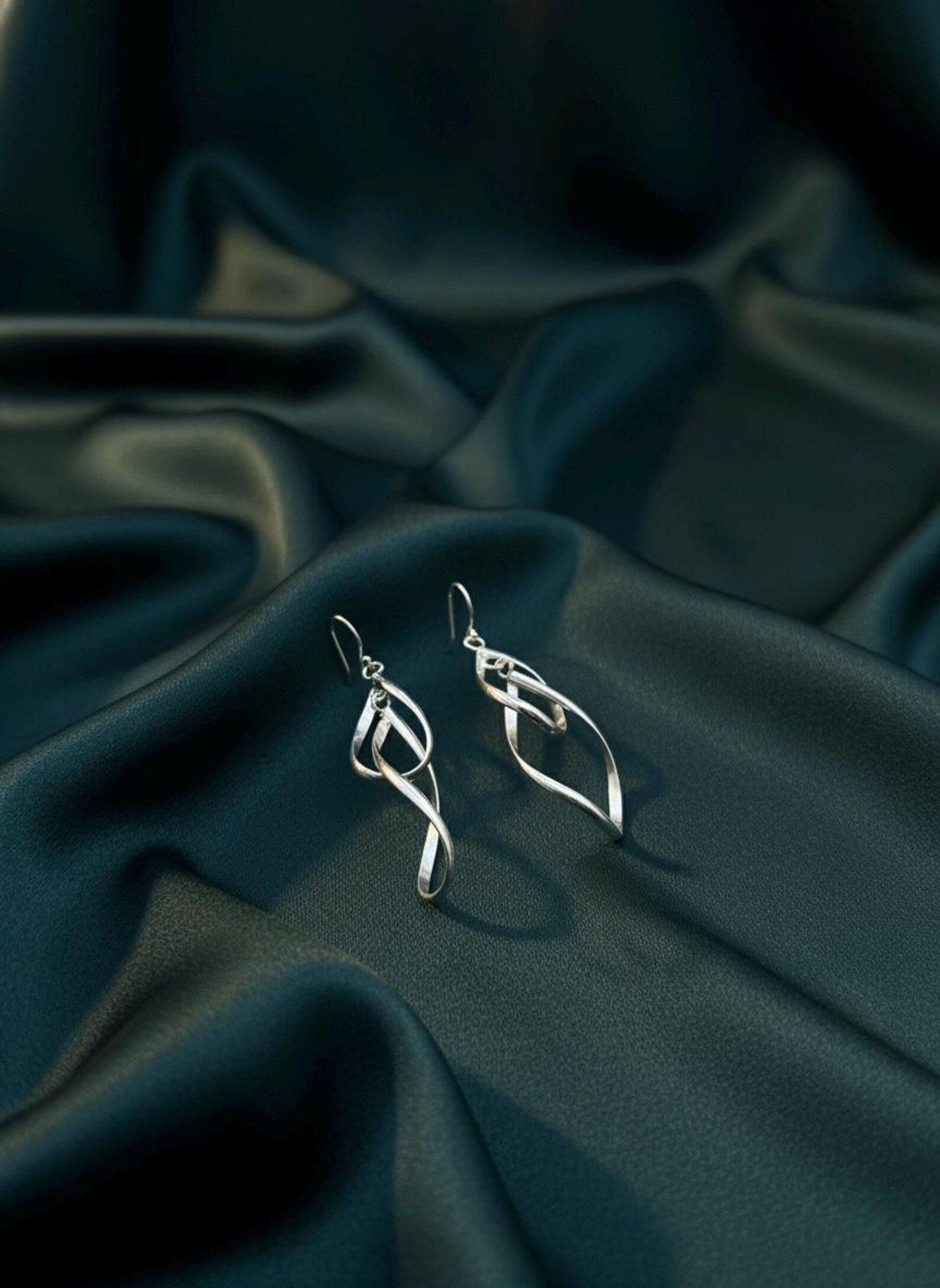 Handmade Silver Twist Dangle Earrings