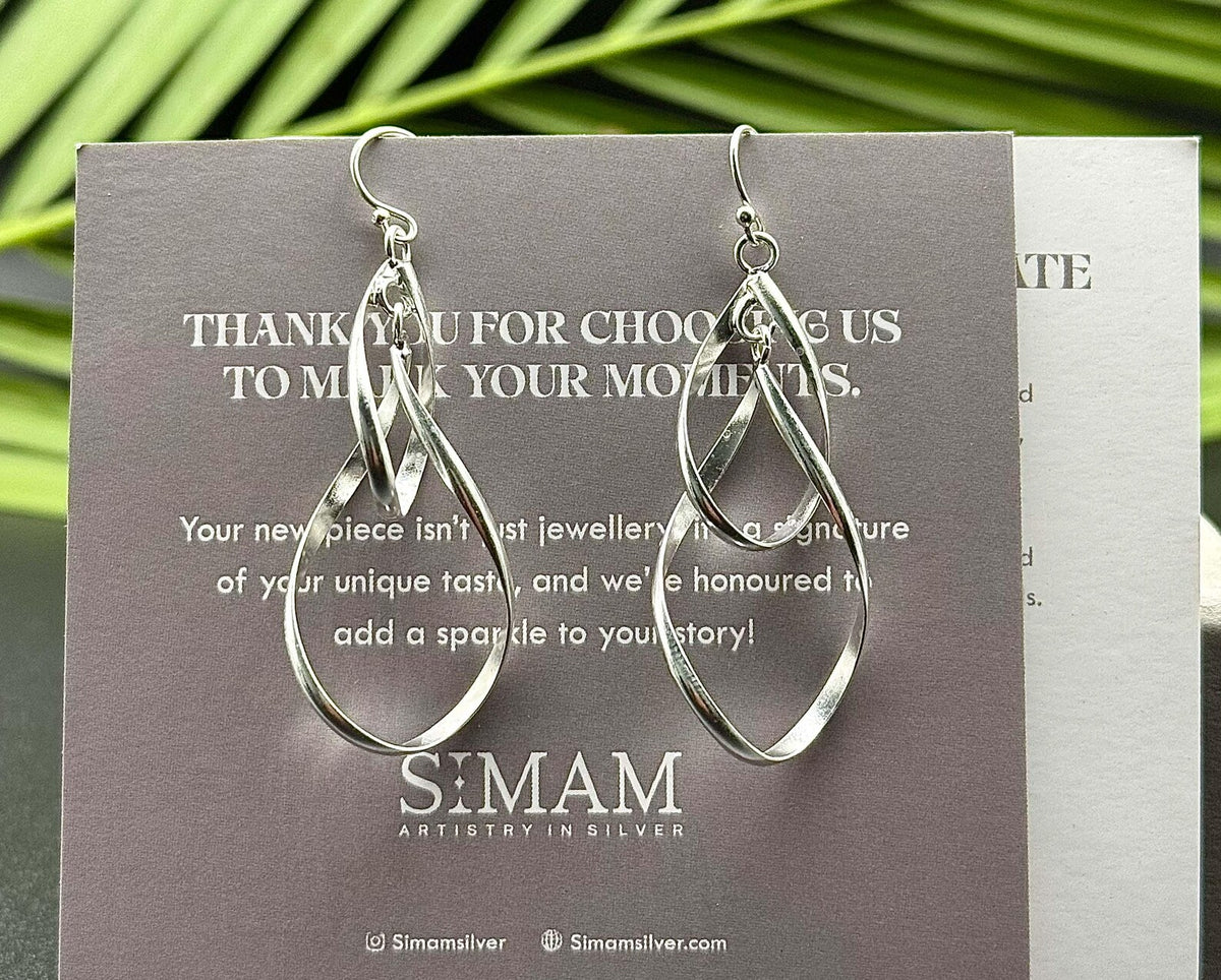 Handmade Silver Twist Dangle Earrings