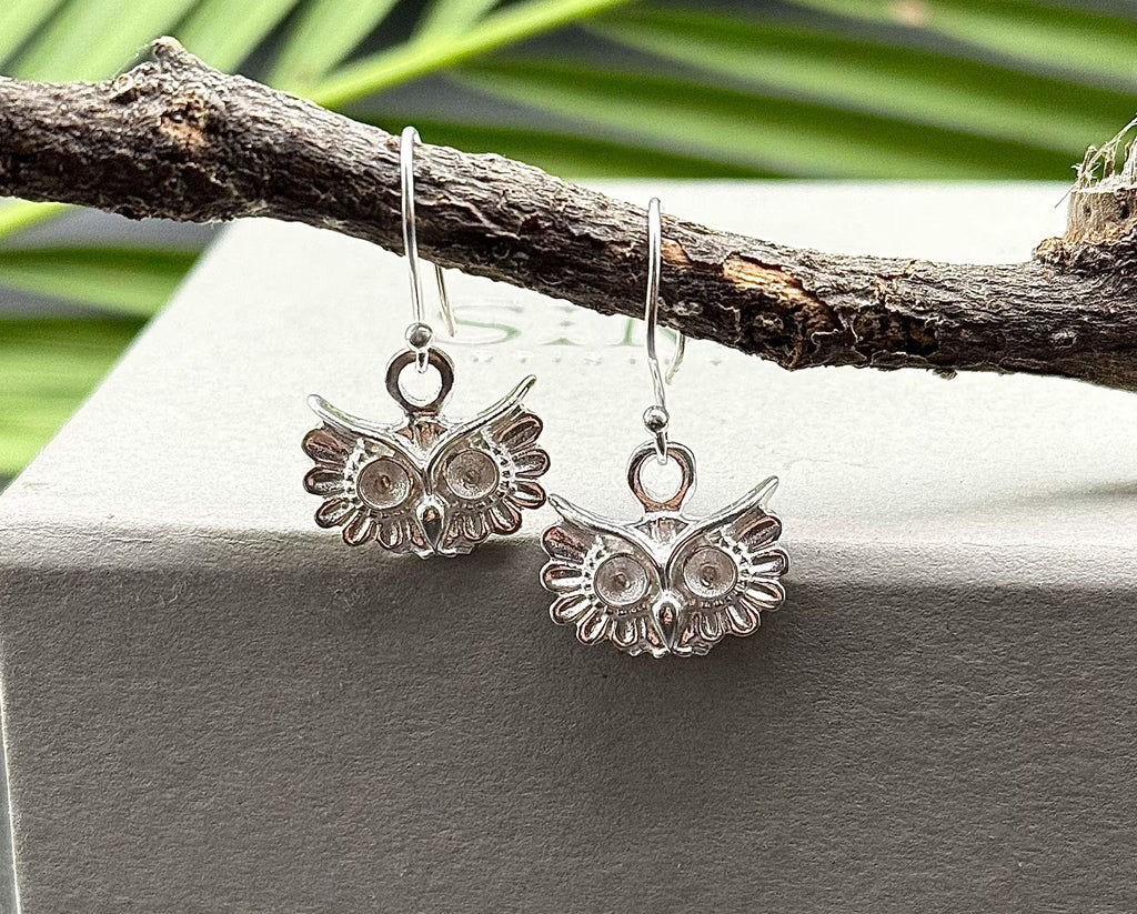 Sterling Silver Owl Dangle Earrings