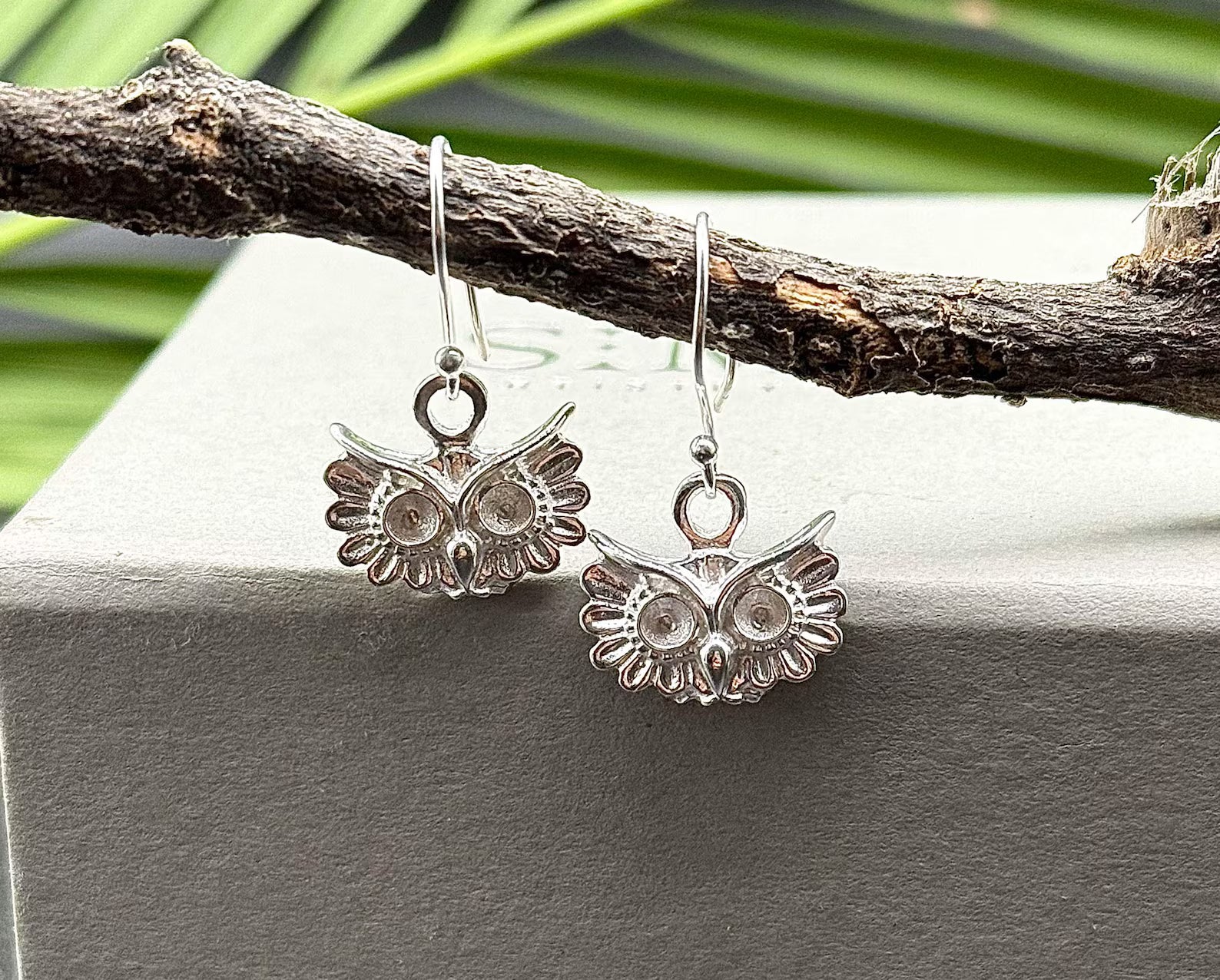 Sterling Silver Owl Dangle Earrings