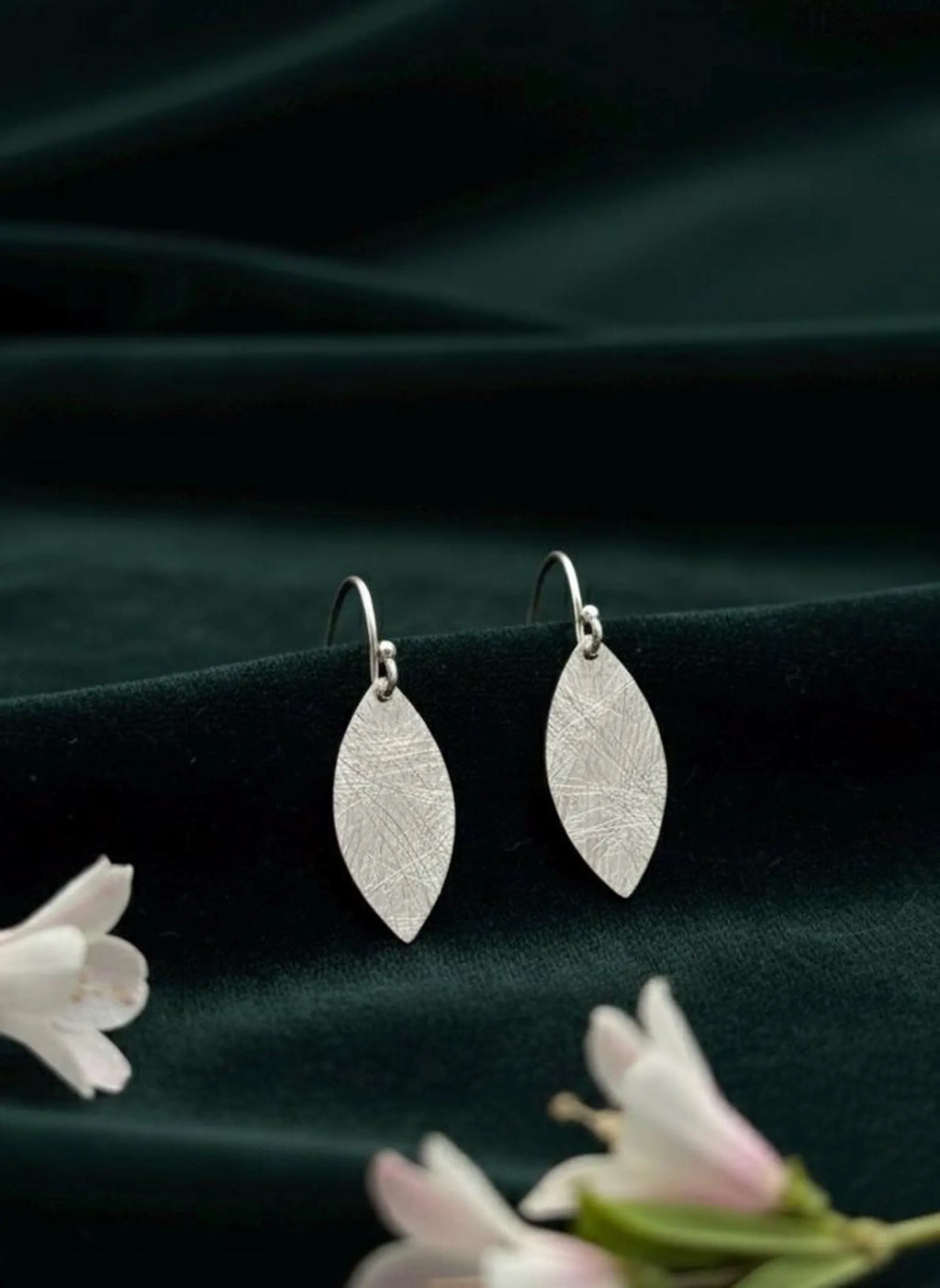 Textured Sterling Silver Leaf Earrings