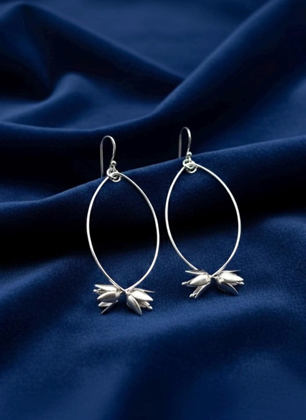 Sterling Silver Lotus Drop Earrings