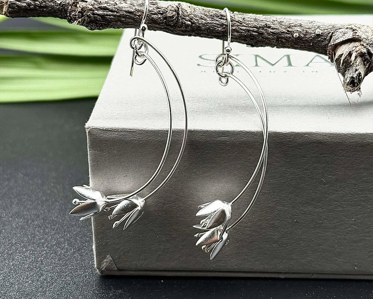 Sterling Silver Lotus Drop Earrings