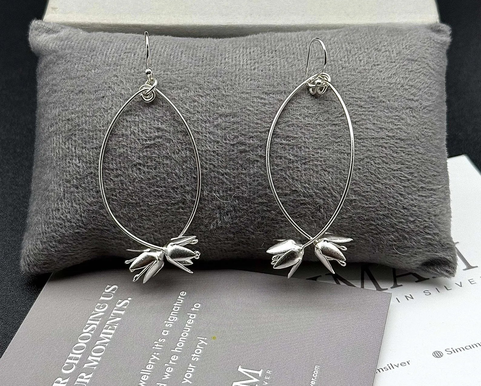Sterling Silver Lotus Drop Earrings