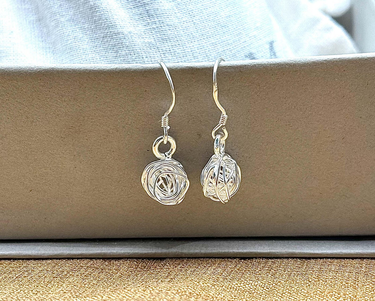 Sterling Silver 14K Gold Plated Dangle Earrings, Floral Rose Jewelry, Minimalist Design