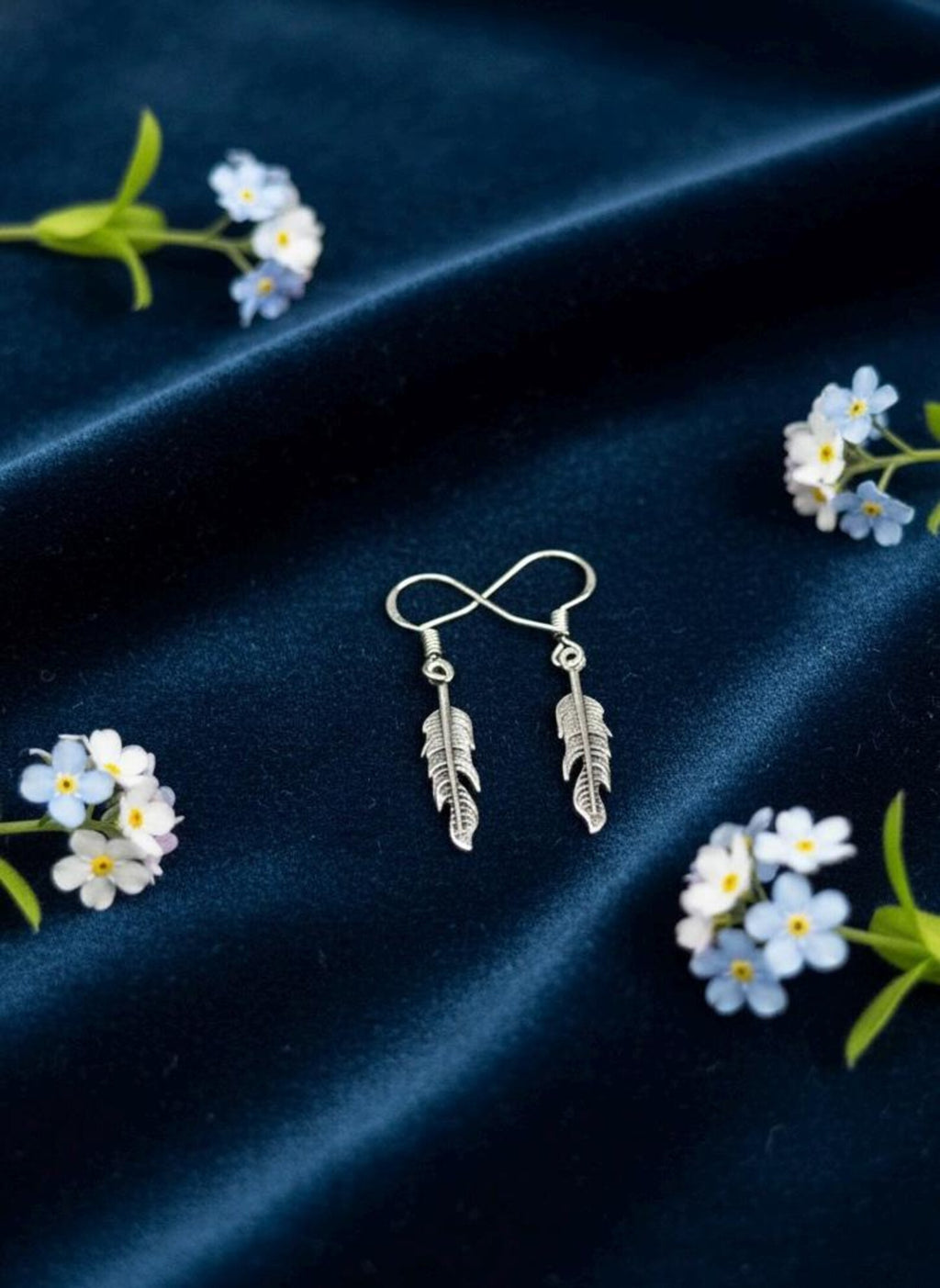 Sterling Silver Feather Dangle Earrings, Boho Minimalist Drop Jewelry