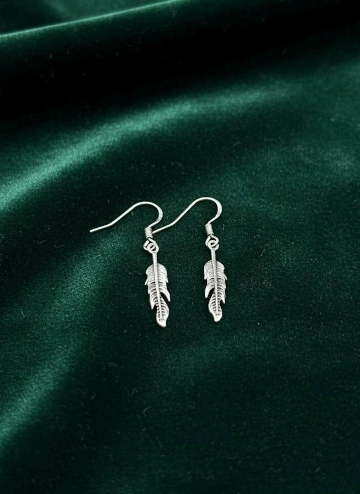 Sterling Silver Feather Dangle Earrings, Boho Minimalist Drop Jewelry