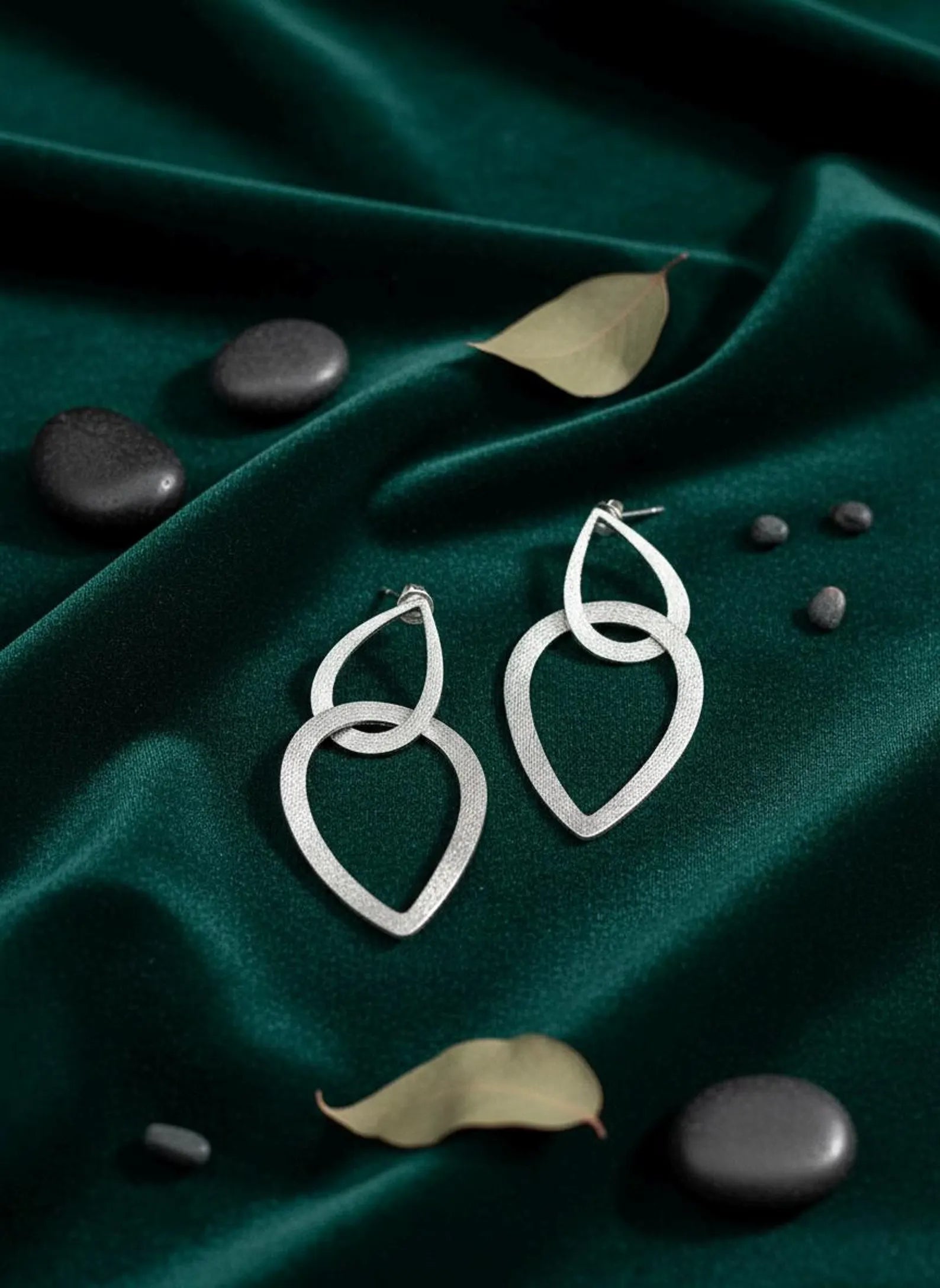 Brushed Silver Teardrop Dangle Earrings | Lightweight Holiday Jewelry